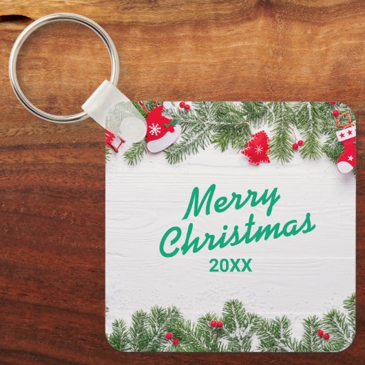 Custom Christmas Square Metal Keychain (Voorkant)