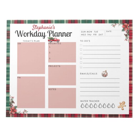 Custom Christmas Workday Planner Notitieblok (Voorkant)