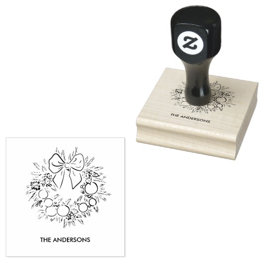 Custom Christmas Wreath Rubberstempel (Gestempeld)