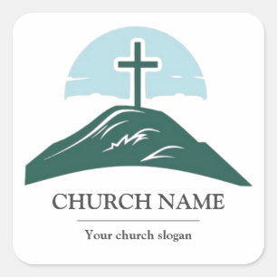 Custom Church Logo Branded Vierkante Sticker