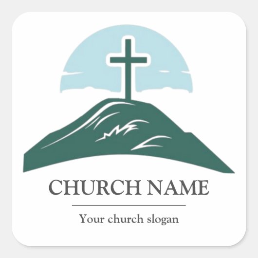 Custom Church Logo Branded Vierkante Sticker (Voorkant)