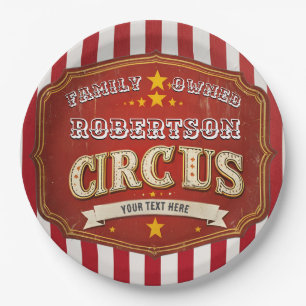 Custom Circus Stripe – familienaam Papieren Bordje
