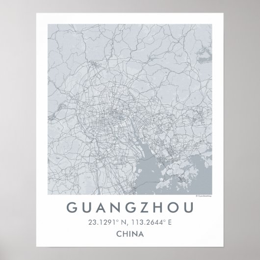 Custom City Map Guangzhou China Wall Art Poster (Devant)