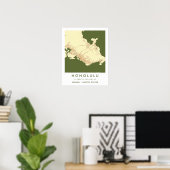 Custom City Map Honolulu Hawaii Wall Art Poster (Bureau à domicile)