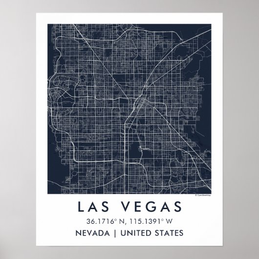 Custom City Map Las Vegas Nevada Wall Art Poster (Devant)