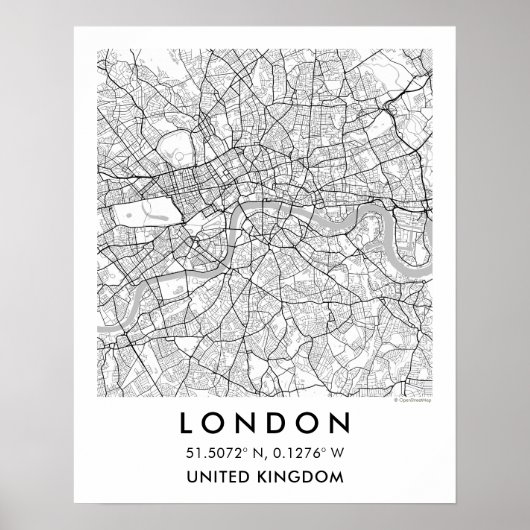 Custom City Map London Wall Art Poster (Devant)