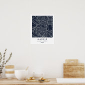 Custom City Map Madrid Spain Wall Art Poster (Keuken)