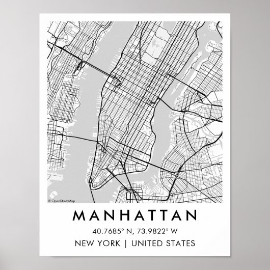 Custom City Map Manhattan New York Poster (Voorkant)