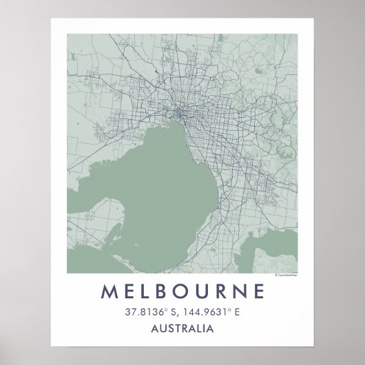 Custom City Map Melbourne Australia Art Poster (Devant)