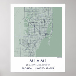 Custom City Map Miami Florida Wall Art Poster