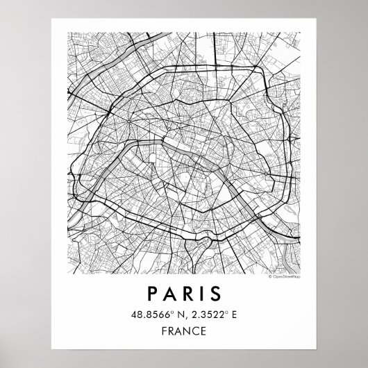 Custom City Map Paris France Poster (Devant)