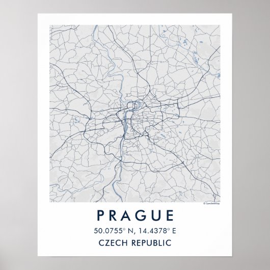 Custom City Map Prague Wall Art Poster (Devant)