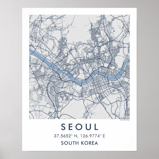 Custom City Map Seoul South Korea Wall Art Poster (Devant)