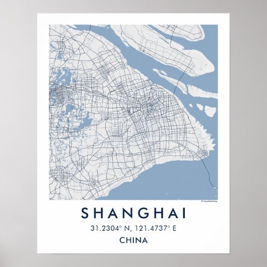 Custom City Map Shanghai China Wall Art Poster (Voorkant)