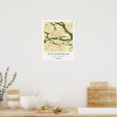 Custom City Map Stockholm Sweden Wall Art Poster (Cuisine)