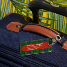 Custom Clan Cranstoun Tartan Plaid Bagagelabel