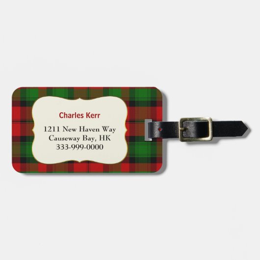 Custom Clan Kerr Tartan Pset Bagagelabel (Voorkant horizontaal)