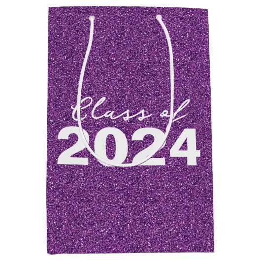 Custom Class Jaar Paarse Glitter Medium Cadeauzakje (Voorkant)