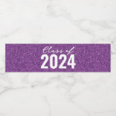 Custom Class Jaar Paarse Glitter Waterfles Etiket (Enkel label)