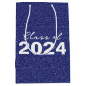 Custom Class Year Navy Blue Glitter Medium Cadeauzakje (Voorkant)