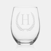 Custom Classic Chic Zwart Monogram Wijnglas Zonder Voet (Achterkant)