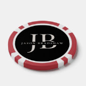 Custom Classic Elegant Monogram Zwart Poker Chips (Enkel)