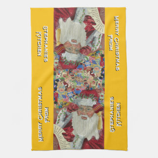 Custom Classic Santa Keuken Handdoeken Kerst Goud