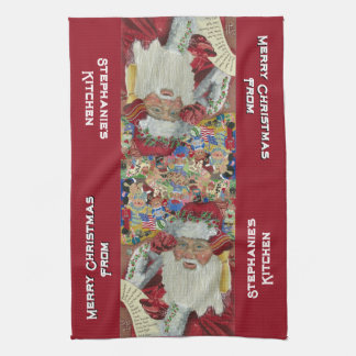 Custom Classic Santa Keuken Handdoeken Kerst Rood