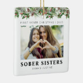 Custom Classic Sober Sisters Besties Kerstmis Keramisch Ornament (Rechts)