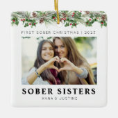 Custom Classic Sober Sisters Besties Kerstmis Keramisch Ornament (Voorkant)