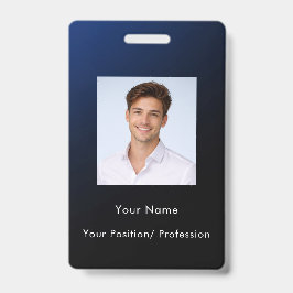 Custom Classy Modern Blue Gradient Employee Photo Badge