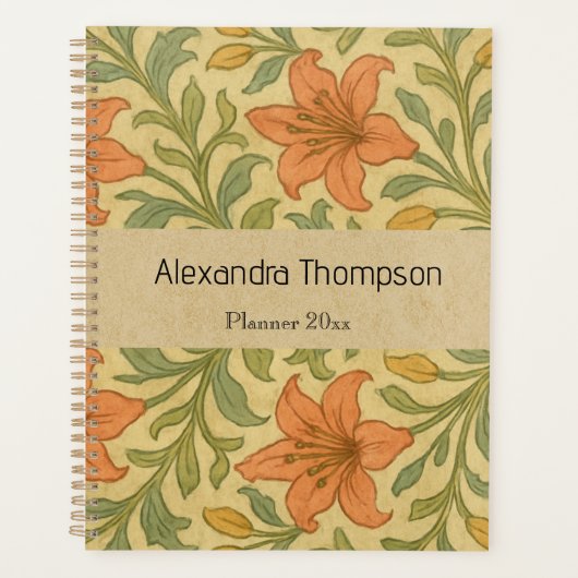 Custom Classy William Morris style Rustic floral Planner (Voorkant)