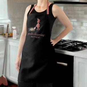 Custom Cleaning Service Name Black Roos Gold Staff Schort