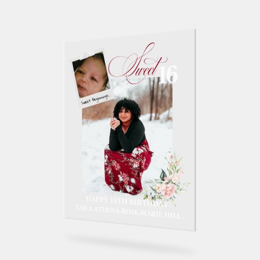 Custom Client Sweet 16 Acrylic Sign (Angle)
