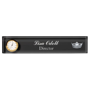 Custom Clock Desk naamplaat-pagant kroon Naambordje
