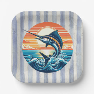 Custom Coastal/nautical/beach marlin sunset Papieren Bordje