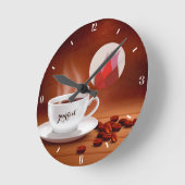 Custom Coffee Clock Cafe Wall Art Personalized Ronde Klok (Hoek)