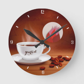 Custom Coffee Clock Cafe Wall Art Personalized Ronde Klok