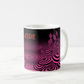 Custom Coffee mok Neon Fuchsia Magic Mushrooms. (Voorkant rechts)