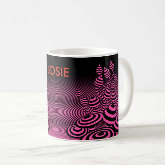 Custom Coffee mok Neon Fuchsia Magic Mushrooms. (Voorkant rechts)