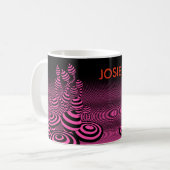 Custom Coffee mok Neon Fuchsia Magic Mushrooms. (Voorkant links)