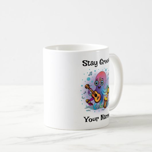 Custom Coffee Mug | Retro Octopus | Name & Text (Devant droit)