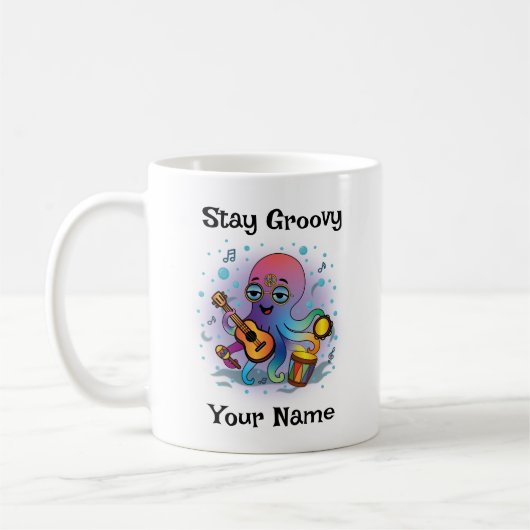Custom Coffee Mug | Retro Octopus | Name & Text (Gauche)