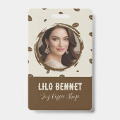 Custom Coffee Shop Badge with QR Code | Cozy Coffe (Front)