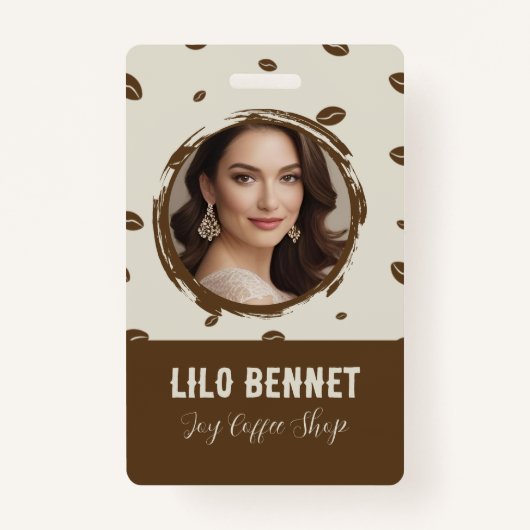 Custom Coffee Shop Badge with QR Code | Cozy Coffe (Devant)