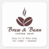 Custom coffee shop logo square sticker (Voorkant)
