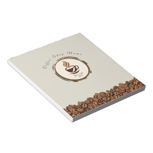 Custom Coffee Shop Notepad – Personalized Logo  Notitieblok (Schuin)