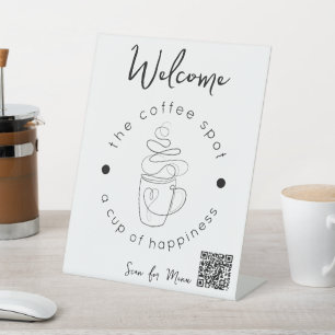 Custom Coffee Shop Voeg uw Logo Modern Minimalist  Reclamebord Met Voetstuk