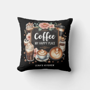 ☕Custom Coffeecore Keuken Cafe Koffie Happy Place Kussen