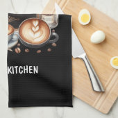 ☕Custom Coffeecore Keuken Cafe Koffie Happy Place Theedoek (Quarter Fold)